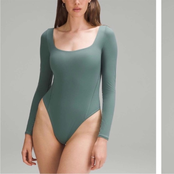 lululemon athletica Tops - Lululemon Forest Green Wundermost Ultra-Soft Square-Neck Long-Sleeve Bodysuit XL